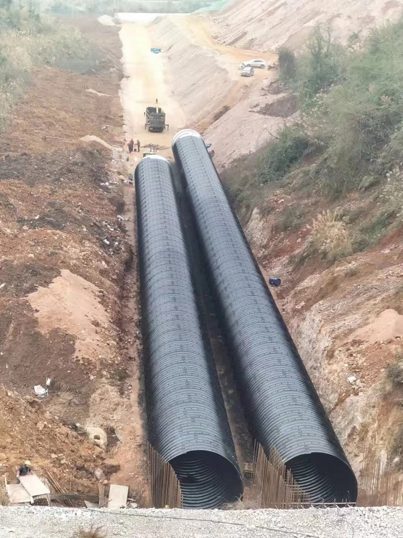 波纹管涵安装施工现场实景拍摄